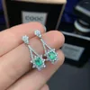 Dangle Earrings Dazzling Silver Emerald Drop For Party 4mm 5mm Natural Ruby Eardrop 925 Jewelry