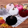 Decorative Flowers 10cm Halloween Pumpkin Ornament Handmade Velvet Pumpkins Soft Stuffed Foam Harvest Thanksgiving Centerpiece Decorations