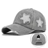 Ball Caps 2023 Nieuwe Heren en Dames Broken Hole Light Edition Gevlochten Cap Paardenstaarthoed Sprankelende Five Point Star Baseball Hoed Gewassen x0927