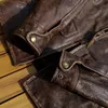 Мужская кожаная куртка из искусственной кожи YWTSCH, американская винтажная матовая кожа с чайным фитилем, тяжелая потертая классическая куртка Old sboy 230927