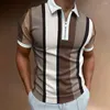 メンズカジュアルシャツ男性用ポロシャツ夏のメンズトップデイリーショートスリーブストライプゴルフプレーン服のターンダウン