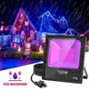 1pc 150W UV Black Light Glow Party, UV Flood Light med plugg (10ft kabel), IP66 Vattentäta svartljus med fluorescerande tejp, till jul, scenbelysning, fluorescerande