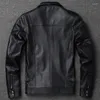 Veste classique en cuir de vache pur pour hommes, multi-poches, Style moto d'hiver, grande taille