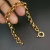 Bangle Gold Color Belcher Bolt Ring Link Mężczyzn Solid Bransoletka Jewsle w 18-24 cm długość 230927