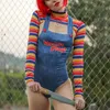 Kobiety Jumpsuits Rompers Gaono Halloween kostium dla kobiet Przerażająca koszmar zabójca lalka Wanna zagraj w postaci filmu Chucky Doll Costumit 230927