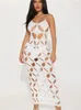 Casual Dresses WJFZQM Polygon Mesh Sleeveless Backless Maxi Female Glamorous Midnight Prom Summer Women's Sexy Cutouts