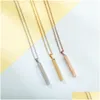 Pendant Necklaces Gold Color Fashion Womens Long Strip Pendant Necklace Stainless Steel Link Chain Jewelry Gift For Lady Girl Jewelry Dhwak