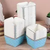 Tek kullanımlık bardak pipetler 100pcs sevimli kağıt kek kare kek ısıya dayanıklı tatlı kaseler mini kutu parti malzemeleri mavi dot281d