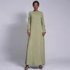 Casual Dresses Summer Solid A-line Dress Women Muslim Simple Lotus Sleeve Abayas Fashion Long Maxi Female Vestidos