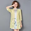 Kvinnors stickor Koreanska kvinnor toppar 2023 Summer Cardigan Bluses Shirts Chiffon Blus Coat Casual Beach Shirt Sunscreen Clothing Blusas PZ1221