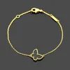 Brands Charm Bracelets Designer Jewellery VC Four Leaf Clover Mini Stone Shell Agate Butterfly Bracelet with Diamond Buckle Clasp