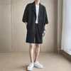 Men's Suits Summer Suit Men Fashion Social Mens Office Dress Set Korean Loose Short Sleeve Blazer/shorts Two-piece Sets M-2XL