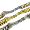 Bracelets de montre accessoires pour hommes de type journal trois perles solide plongée bracelet en acier inoxydable boucle présidentielle 20mm Gold275q