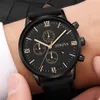 Mode geneva män datum legering fall syntetiskt läder analog kvarts sport klocka manlig klocka topp märke lyx relogio masculino d301743