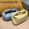 BottegassVenetas Bags Jodies Woven Knotted Net Red Ashigo Same Mini Ox Horn Single Shoulder Armpit Portable Cloud Have Logo 18x4