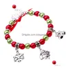 Charm Armbänder Weihnachtsgeschenk Modeschmuck Schneeflocke Weihnachtsmann Glocke Imitation Perlen Perlen Armband Handkette Drop Lieferung Je Dhe5Q