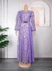 Plus size Dresses African Wedding Party Dresses for Women Summer African Long Sleeve V-neck Polyester Blue Purple Pink Long Dress African Clothes 230927