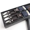 Courroies F42F Hommes Jacquard Y-Shape Bretelle antidérapante 6 clips élastiques réglables bretelles de pantalon
