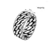 Cluster Rings Punk Hip Hop Woven Hollow Ring Simple Stainless Steel Motorcycle Chain Men Fashion Jewelry Gift Wholesale Size 7-13