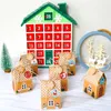 Juldekorationer 67Je Kraft Paper Cookies Candy Bag Snowflake Taggar 1-24 Advent Kalender klistermärken