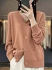 Women's Knits Tees Spring Autumn Women's V-neck Pure Colors Cardigan Merino Wool Twist Flower Cashmere Sweater Female Casual Coat Top 230927