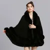 Damen Pelz Kunstpelz Doppelschicht Luxus imitiert Rex Kaninchenfell Cape Mantel Kapuzenschal Winter Frauen Strickponcho Mantel Kunstpelz Wraps Big 230927