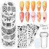 Nagelkitssatser 12 datorer mallar Stamping Plate Flower Fjärilsdesignplattor med Jelly Silicone Scraper 230927