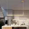 Chandeliers Nordic Minimalist Personality Dining Table Chandelier Modern Creative Bar Hanging Lights LED Aluminum Strip Office Lam272C