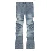 Mäns jeans Lacible Multi Wrinkle Ejressed 2023 Style Slim Fit Long Pants Men Women Fashion Casual Trousers Streetwear
