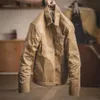 Męskie kurtki Maden retro khaki kurtka męska rozmiar M do 3xl woskowane płótno bawełniane mundury wojskowe światło Casual Work Caats Man Ubranie 230927