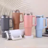 머그잔 40oz 스테인리스 스틸 thermos 컵 자동차 진공 플라워 핸들 휴대용 커피 머그 텀블러 여행 물병 230927