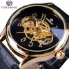 Forsining Classic Creative Skeleton Design Golden Case Transparent Open Work Men Watch Top Brand Luxury Mechanical Wristwatch287S