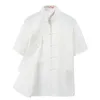 Etnik Giyim Pamuk Tang Takım El Erkekler Yaz Tai Chi üniforma gömlek bluz Kısa Kollu Geleneksel Çin Giysileri