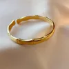 Link Bracelets Alluvial Gold Plated Bamboo Bangle Bracelet Ladies Chunky African Wide Bangles Adjustable Titanium Steel Bridal Wedding