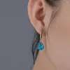 Boucles d'oreilles à Clip couleur or pour femmes, classique, cœur, goutte d'eau, forme goutte d'eau, pierre bleu clair, saphir, bijoux, vente à la mode