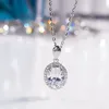 Pendants Luxury Oval High Carbon Diamond Necklace S925 Sterling Silver Platinum Plated Chain For Women Fine Jewelry Party Gift