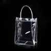 10pcs PVC plastic gift bags with handles plastic wine packaging bags clear handbag party favors bag Fashion PP With Button2118