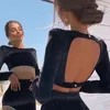 Sukienki robocze Eleganckie ubrania dla kobiet 2023 Długie rękawowe top zbiornikowy i mini spódnicę czarne/khaki seksowne kobiety pasujące zestawy z Tassel