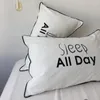 Pillow Case 2Pcs Pom Cover Bedding For Couple Black White Printed Cotton Bedroom Sleep All Day Dance Night