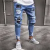 Jeans Mannen 2023 Mannen Stijlvolle Gescheurde Jeans Broek Biker Skinny Straight Verzwakte Denim Broek Nieuwe Mode Skinny Jeans Kleding dropshipping L230927