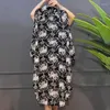 Casual Dresses Streetwear Stylish Printed Spring Autumn Long Sleeve Female Clothing Commute Button Turn-down Collar Straight Midi Dress