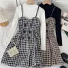 Sukienki robocze Damskie sukienki mody 2023 Wiosenna jesień Elegancki dzianin Sweet Sweeted Dwuczęściowy koreański szyk w dopasowaniu