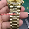 luxury gold diamond watches mens automatic mechanical watch gold stainless steel gold dial Watches Luxury glittering diamond Wrist253B