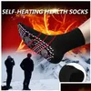 Gaiters Mens Socks Självuppvärmande magnet för kvinnor Män Självuppvärmd turnéterapi Bekväm vinter varm mas pression droppleverans s dh5vg