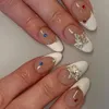 Faux ongles style français bord blanc fausse manucure ultra-flexible longue durée pour le port quotidien et les fêtes