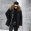 Giacca invernale in pelliccia di volpe ispessita parka da uomo cappotto caldo con cappuccio in pelliccia giacche nere giacca a vento cime da neve taglie forti