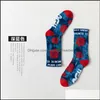 Shoe Parts Accessories Socks Tie-Dye Rose Cotton Colorf Vortex Red Flower Hiphop Letter Skateboard Funny Happy Sockings Men Drop D Dhag2