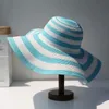 Chapeaux à large bord seau dames de haute qualité paille pliable femme plage 11 cm casquette de soleil femme mode rayé 230927