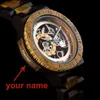 Relogio Masculino Bobo Bird Mechanical Watch Men Wood Wristwatch Automatiskt anpassat namn för pappa Träpresentan Y200414258C