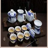 Ensembles de service à thé en porcelaine bleue et blanche, tasses en céramique pour la maison, bol évidé